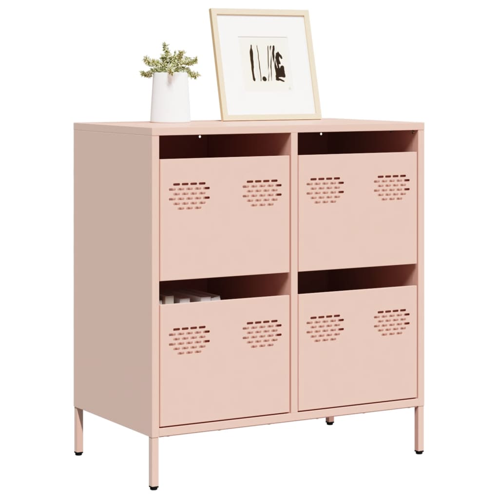 Vidaxl dressoir 68x39x73,5 cm koudgewalst staal roze