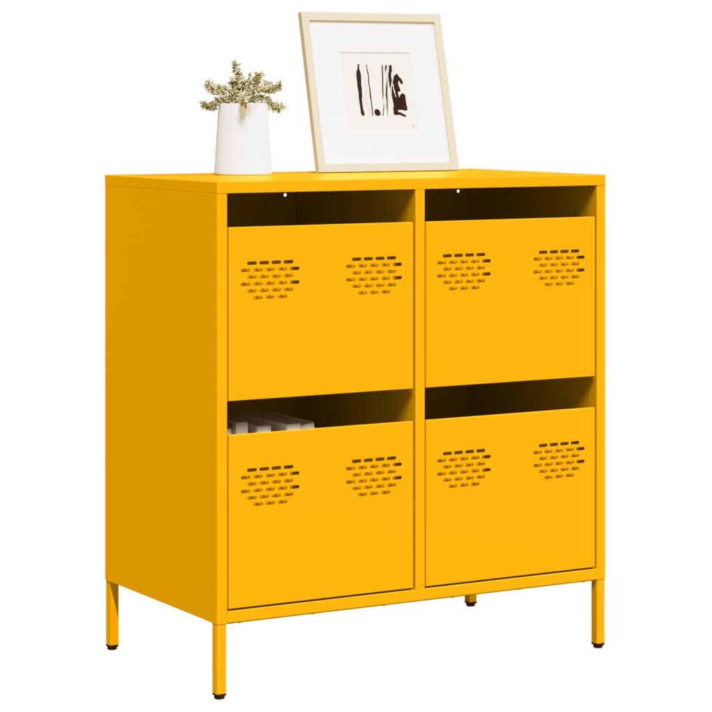 Vidaxl dressoir 68x39x73,5 cm koudgewalst staal mosterdgeel