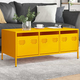 Vidaxl salontafel 101,5x50x43,5 cm koudgewalst staal mosterdgeel