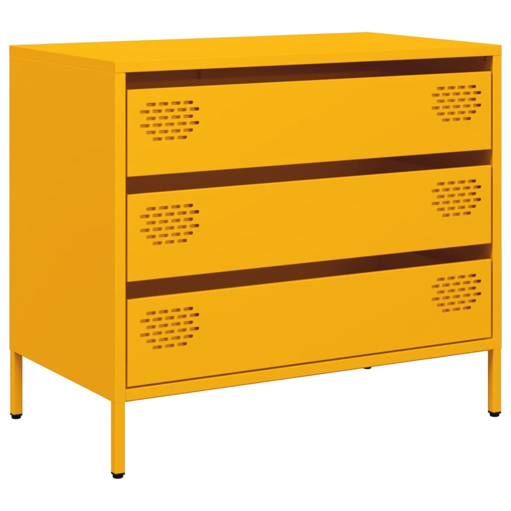 Vidaxl dressoir 68x39x58,5 cm koudgewalst staal mosterdgeel