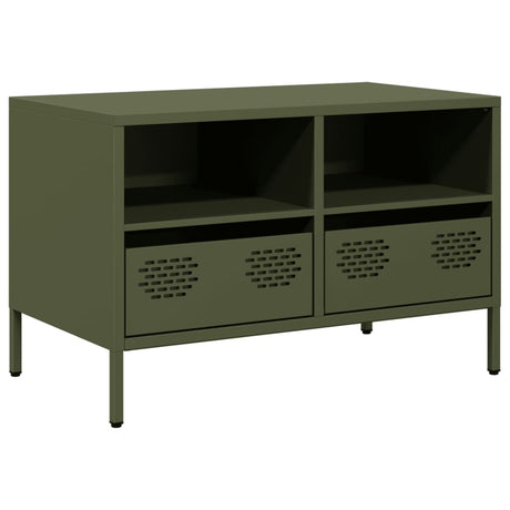 Vidaxl tv-meubel 68x39x43,5 cm koudgewalst staal olijfgroen