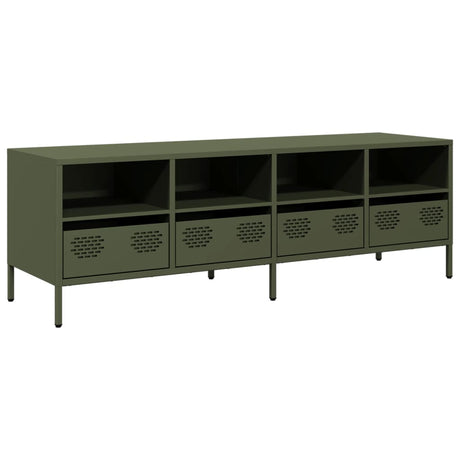 Vidaxl tv-meubel 135x39x43,5 cm koudgewalst staal olijfgroen