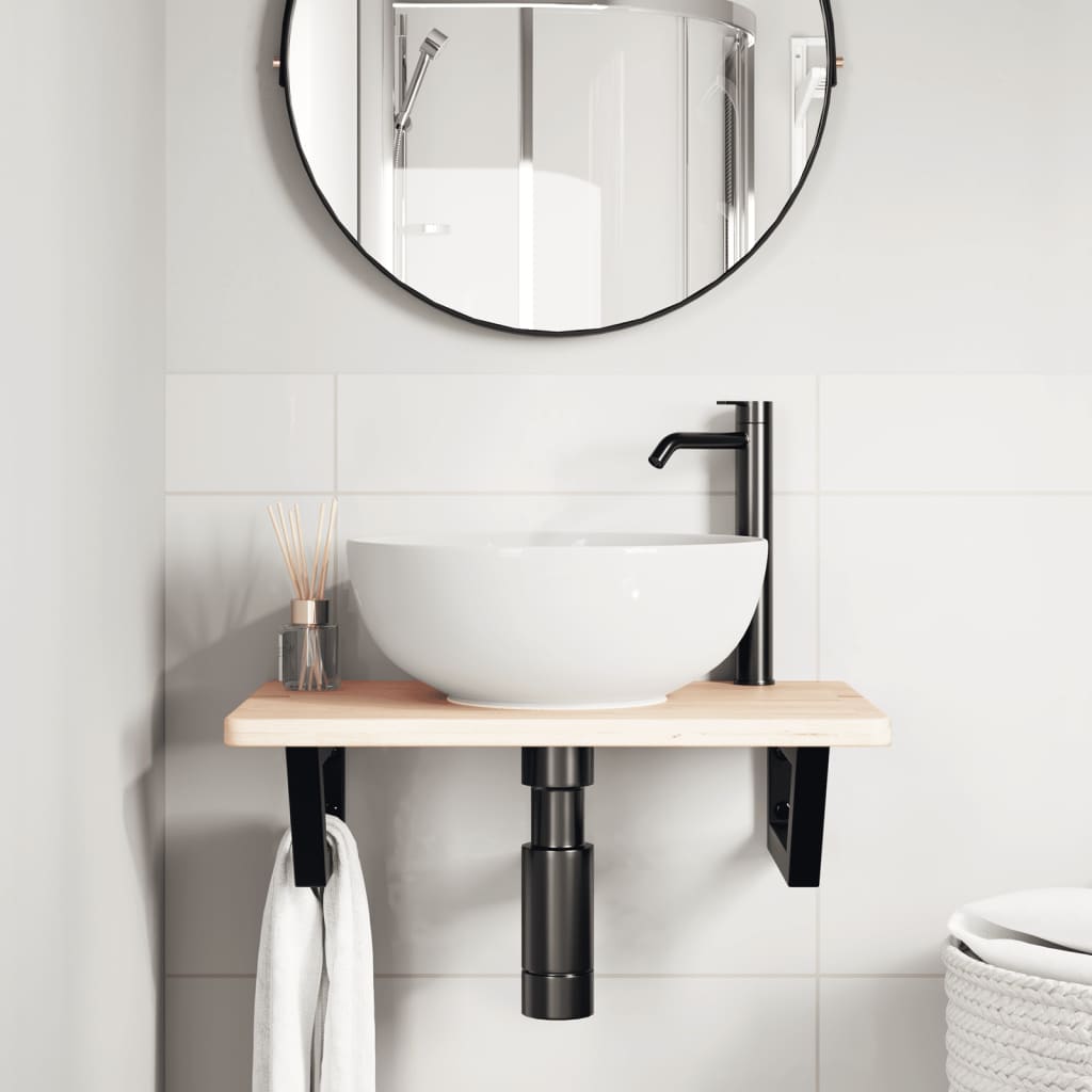 Vidaxl badkamer wandschap staal en massief eikenhout