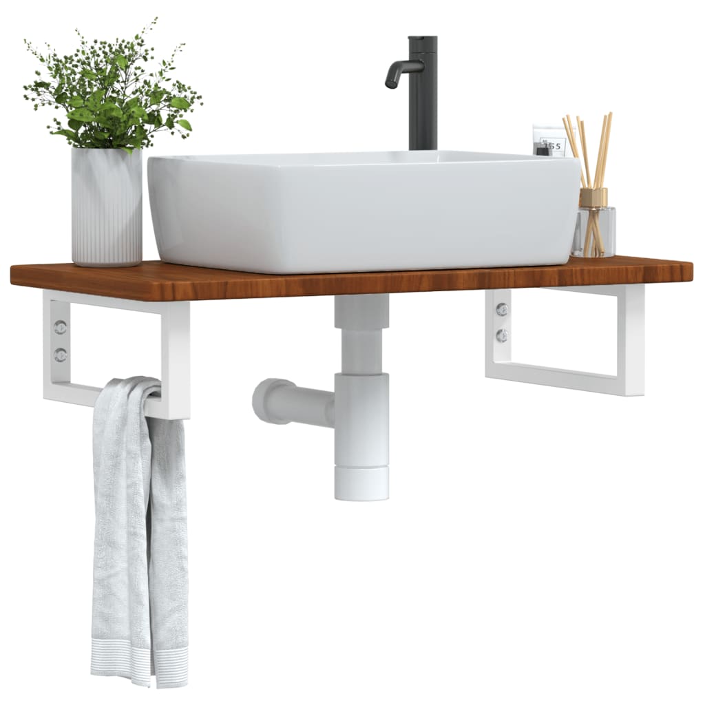 Vidaxl badkamer wandschap staal en massief eikenhout