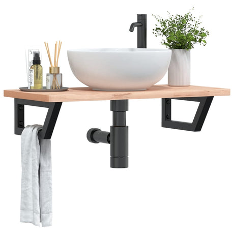 Vidaxl badkamer wandschap staal en massief beukenhout