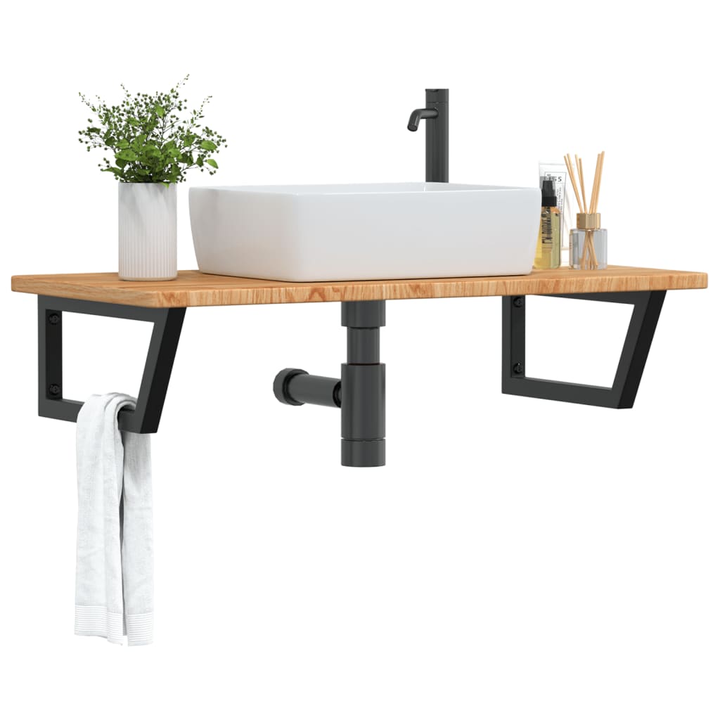 Vidaxl badkamer wandschap staal en massief eikenhout