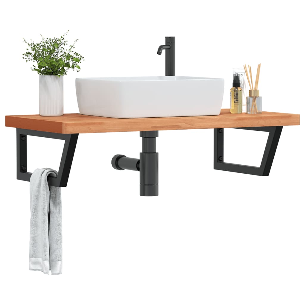 Vidaxl badkamer wandschap staal en massief beukenhout