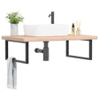Vidaxl badkamer wandschap staal en massief eikenhout