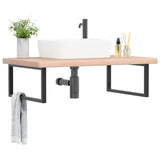 Vidaxl badkamer wandschap staal en massief eikenhout
