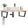 Vidaxl badkamer wandschap staal en massief eikenhout