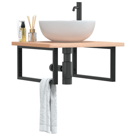 Vidaxl badkamer wandschap staal en massief beukenhout
