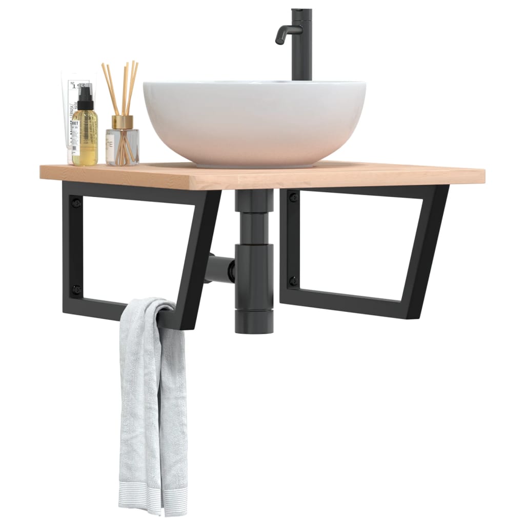 Vidaxl badkamer wandschap staal en massief beukenhout