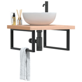 Vidaxl badkamer wandschap staal en massief beukenhout