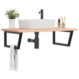 Vidaxl badkamer wandschap staal en massief beukenhout