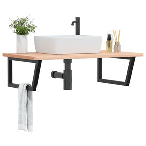 Vidaxl badkamer wandschap staal en massief beukenhout