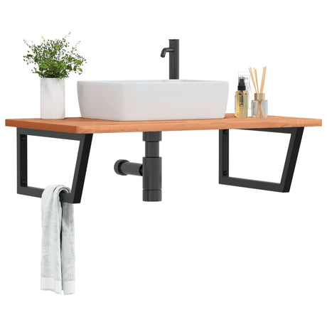 Vidaxl badkamer wandschap staal en massief beukenhout