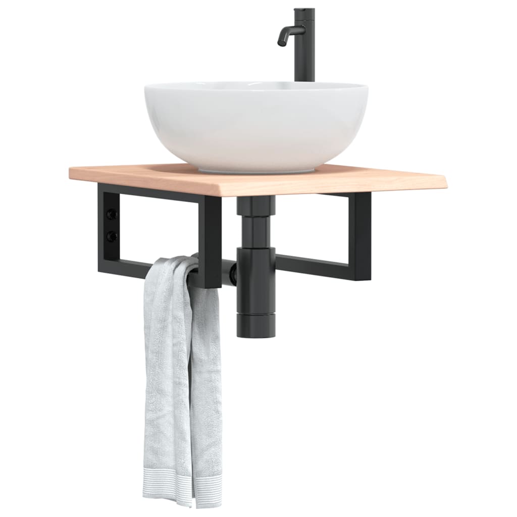 Vidaxl badkamer wandschap staal en massief eikenhout