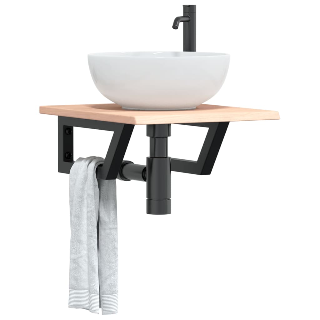 Vidaxl badkamer wandschap staal en massief eikenhout