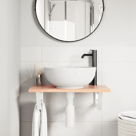 Vidaxl badkamer wandschap staal en massief eikenhout