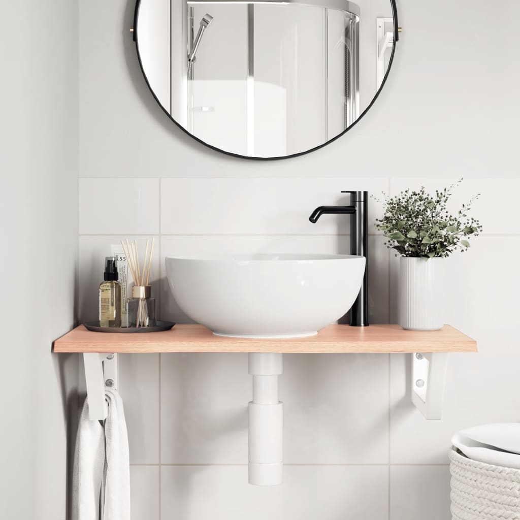 Vidaxl badkamer wandschap staal en massief eikenhout