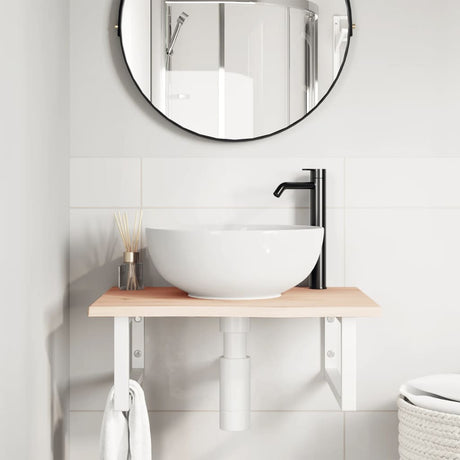 Vidaxl badkamer wandschap staal en massief eikenhout