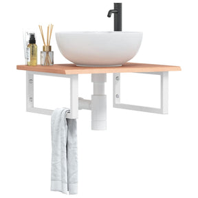 Vidaxl badkamer wandschap staal en massief eikenhout