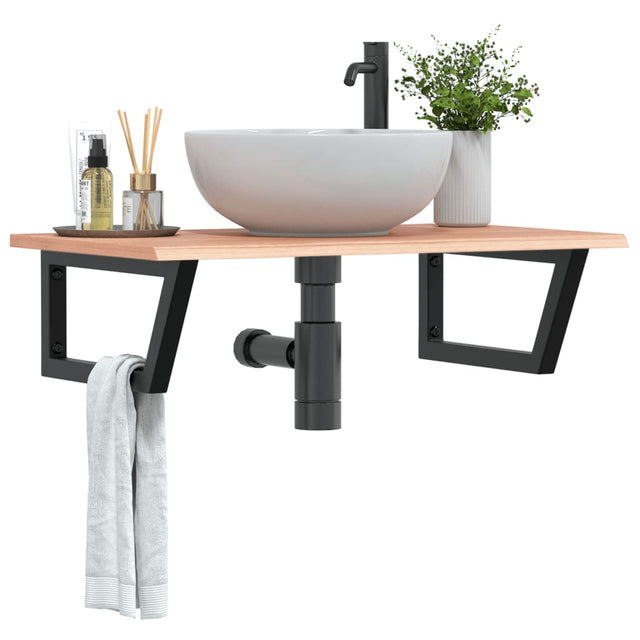 Vidaxl badkamer wandschap staal en massief eikenhout