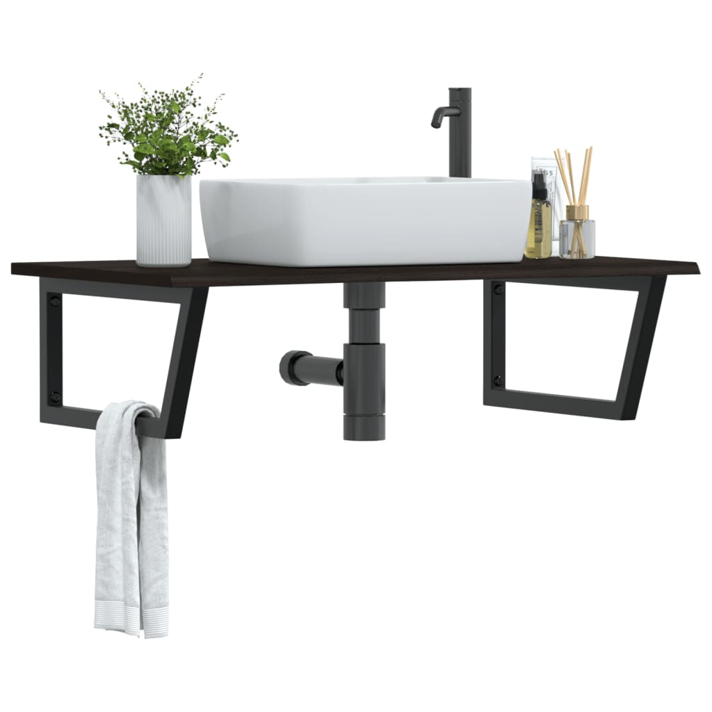Vidaxl badkamer wandschap staal en massief eikenhout