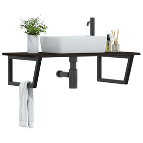 Vidaxl badkamer wandschap staal en massief eikenhout