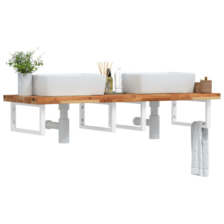 Vidaxl badkamer wandschap staal en massief acaciahout