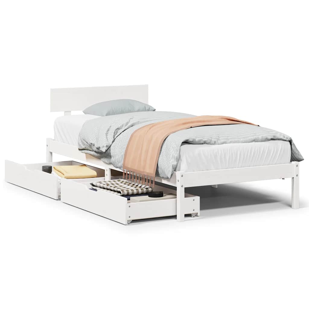 Vidaxl bedframe zonder matras massief grenenhout wit 140x200 cm