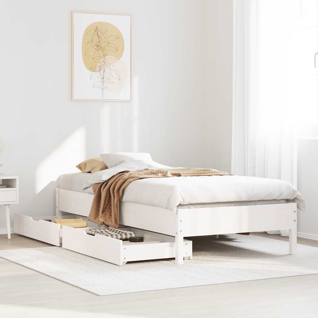 Vidaxl bedframe zonder matras massief grenenhout wit 90x190 cm