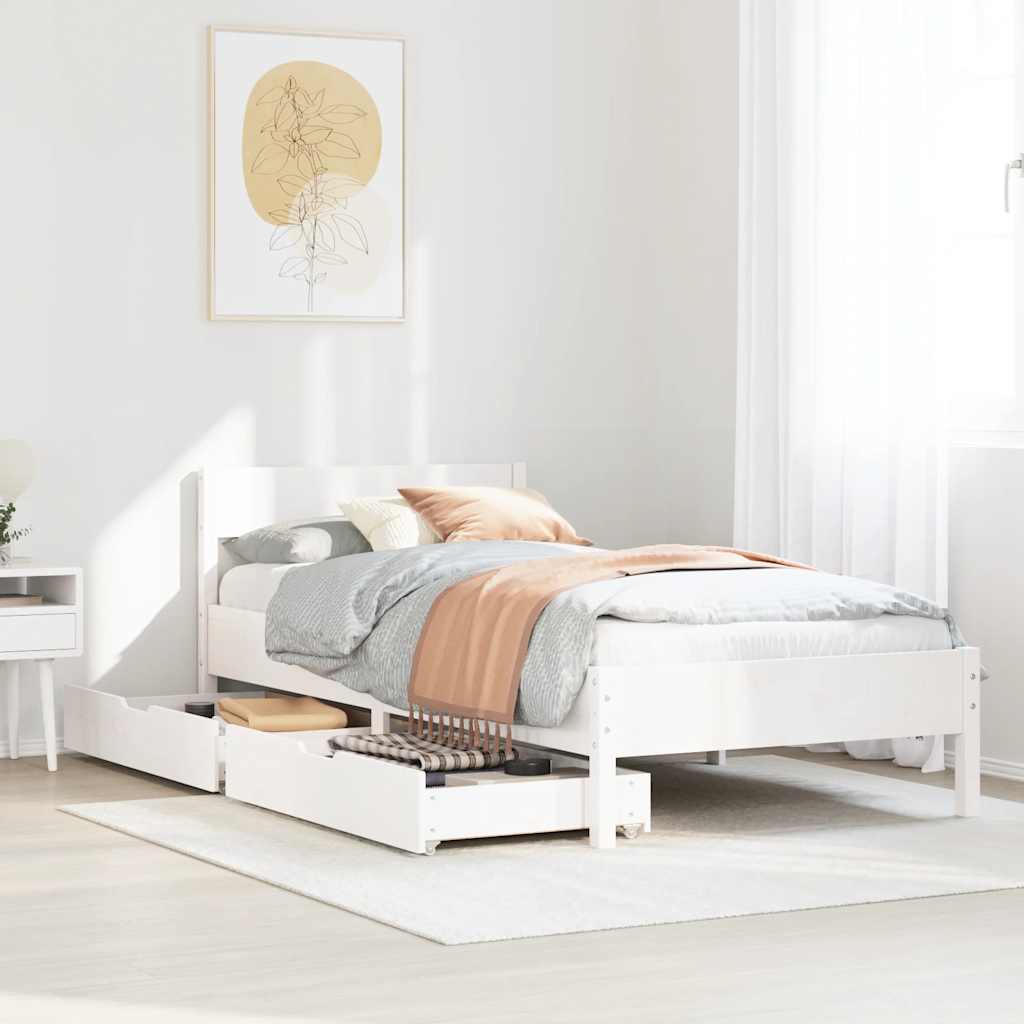 Vidaxl bedframe zonder matras massief grenenhout wit 90x190 cm