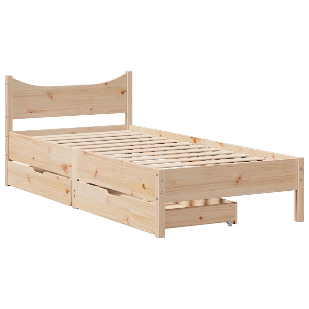 Vidaxl bedframe met lades massief grenenhout 75x190 cm
