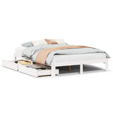 Vidaxl bedframe met lades massief grenenhout wit 160x200 cm