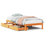 Vidaxl bedframe met lades massief grenenhout wasbruin 90x190 cm