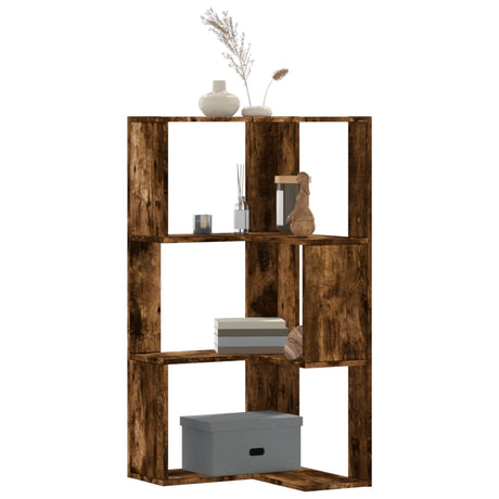 Vidaxl boekenkast 3-laags hoek 50x50x102 cm bewerkt hout gerookt eiken
