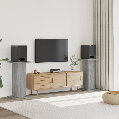 Stojaki pod głośniki VidaXL 2 szt. 30x30x80 cm drewno przetworzone, szare sonoma