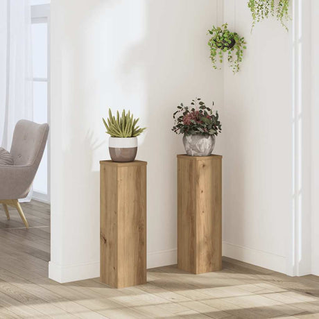 Kwietniki Vidaxxl 2 szt. 17x17x60 cm z drewna rzemieślniczego w kolorze dębu