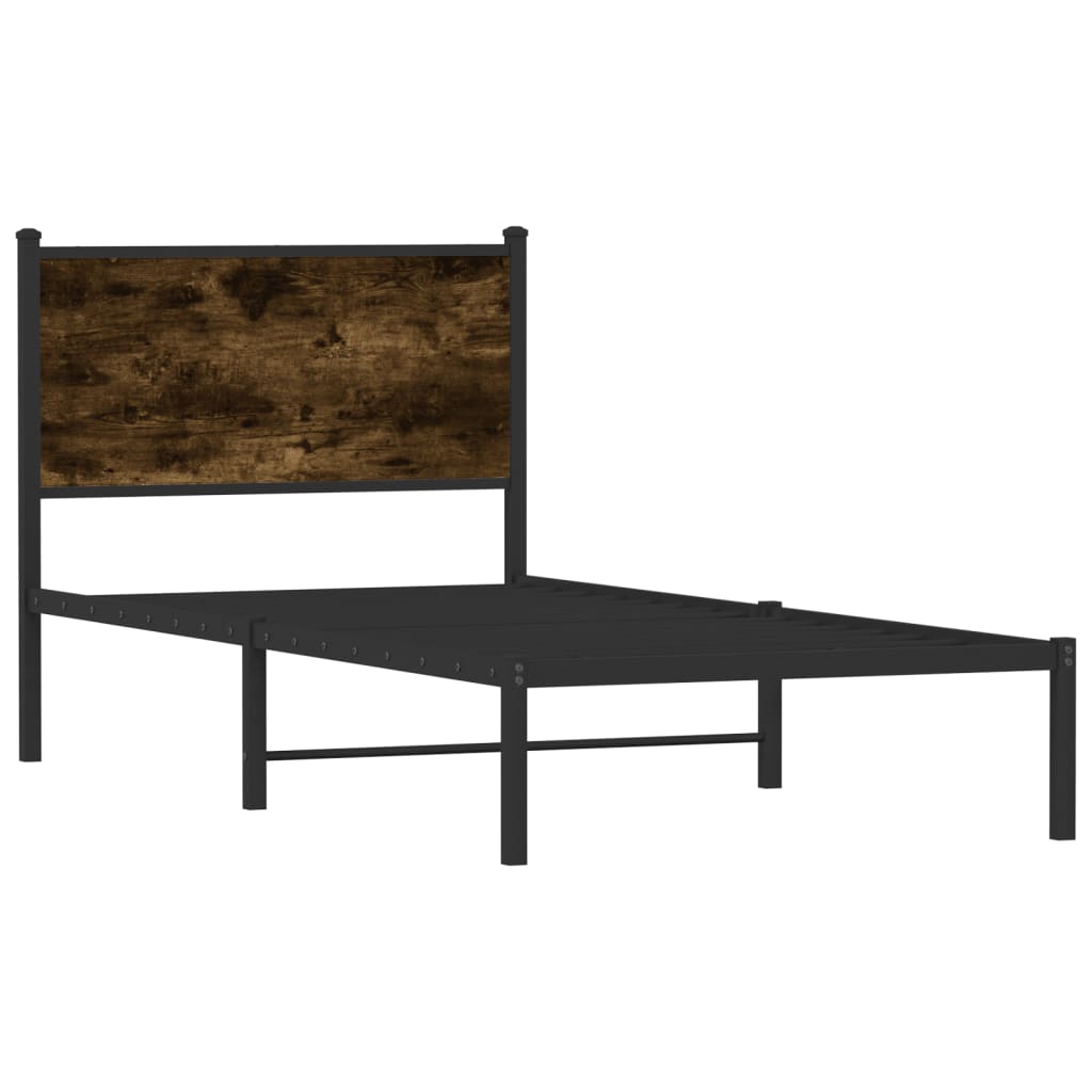 Vidaxl bedframe zonder matras metaal gerookt eikenkleurig 75x190 cm