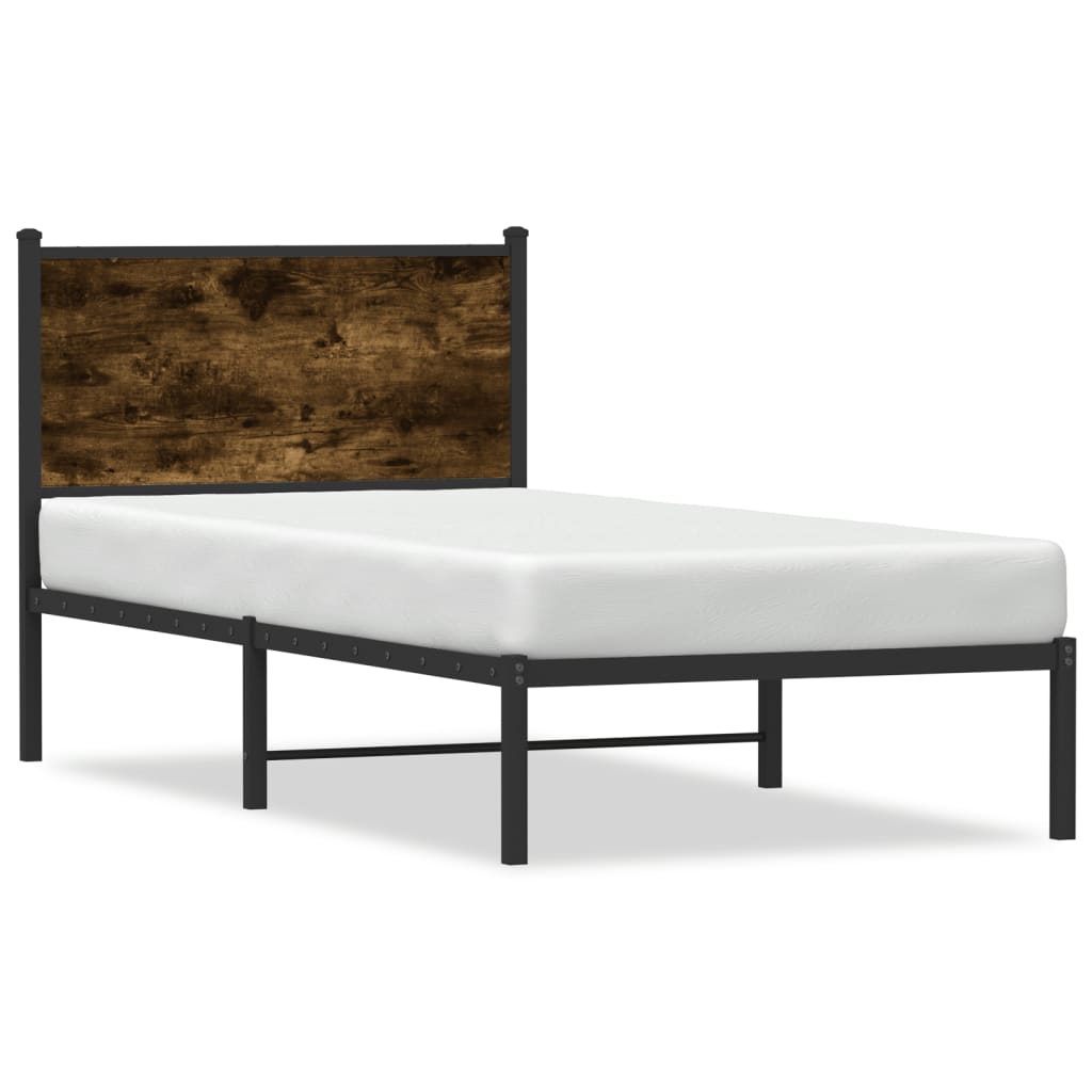 Vidaxl bedframe zonder matras metaal gerookt eikenkleurig 80x200 cm