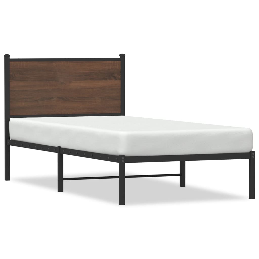 Vidaxl bedframe zonder matras metaal bruin eikenkleurig 90x190 cm