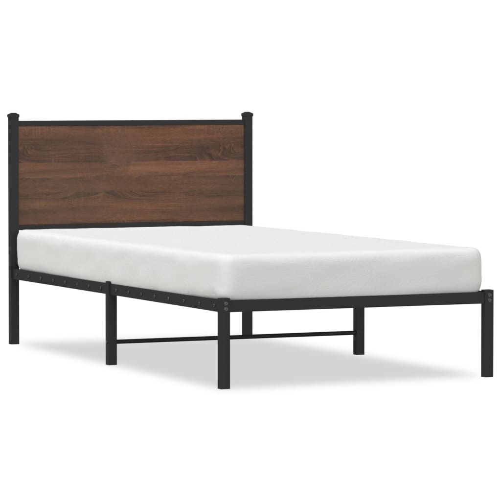 Vidaxl bedframe zonder matras metaal bruin eikenkleurig 100x200 cm