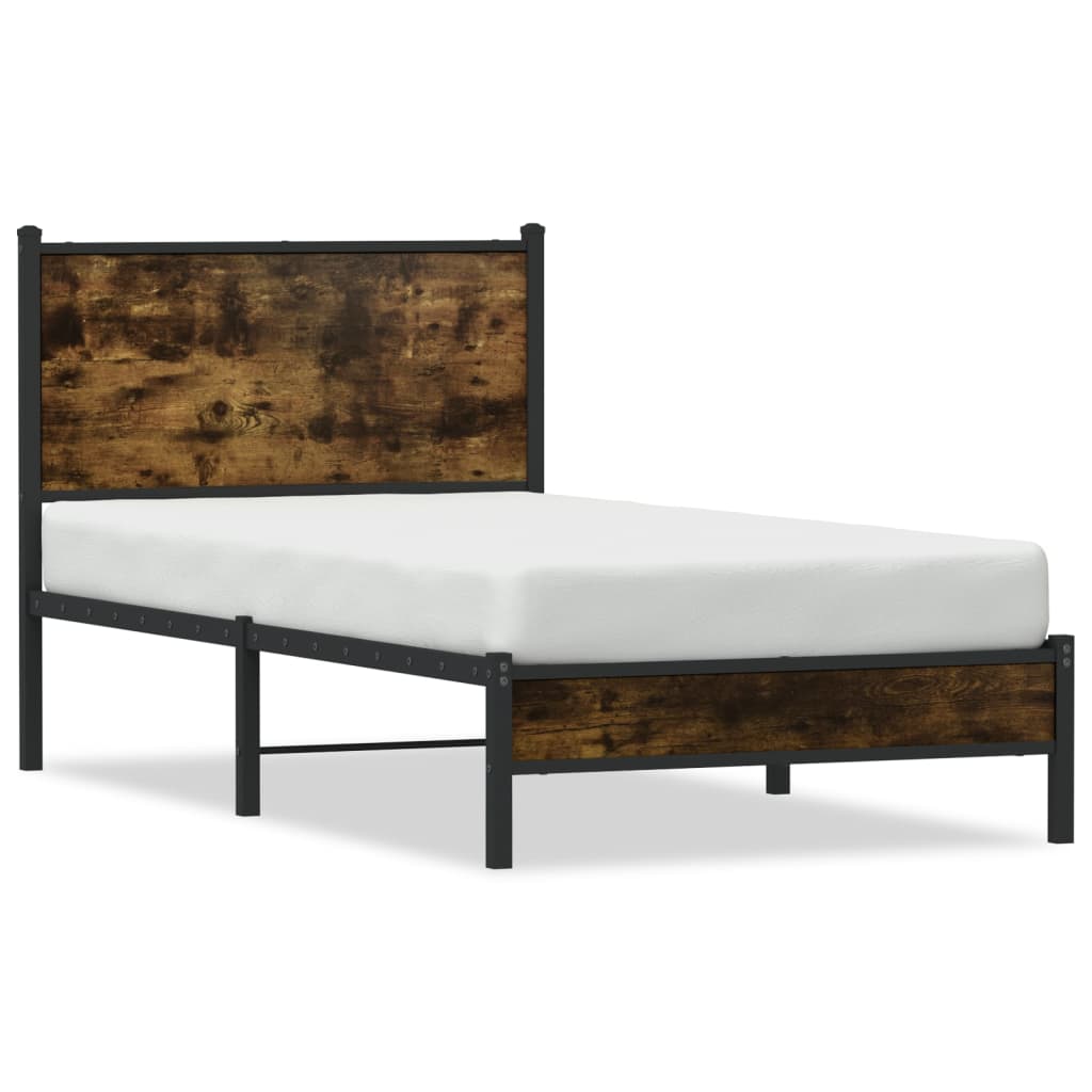 Vidaxl bedframe zonder matras metaal gerookt eikenkleurig 75x190 cm