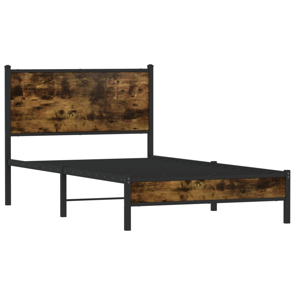 Vidaxl bedframe zonder matras metaal gerookt eikenkleurig 107x203 cm