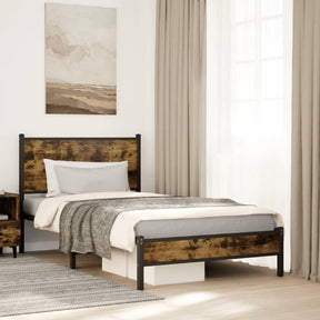 Vidaxl bedframe zonder matras metaal gerookt eikenkleurig 107x203 cm