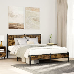 Vidaxl bedframe zonder matras metaal gerookt eikenkleurig 137x190 cm