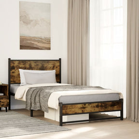 Vidaxl bedframe zonder matras metaal gerookt eikenkleurig 107x203 cm