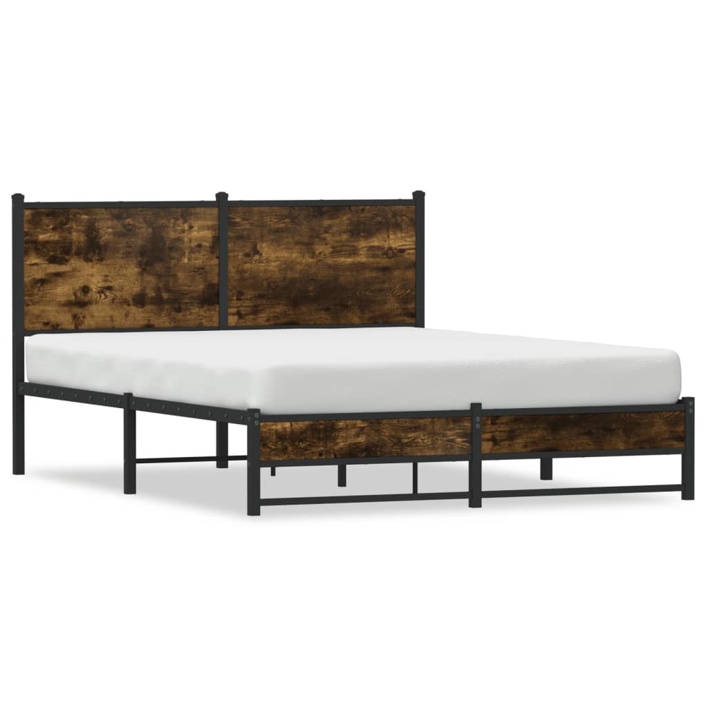 Vidaxl bedframe zonder matras metaal gerookt eikenkleurig 140x200 cm