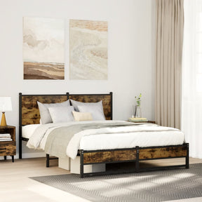 Vidaxl bedframe zonder matras metaal gerookt eikenkleurig 140x200 cm